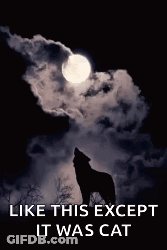A Poster Of A Wolf Howling At The Full Moon GIF