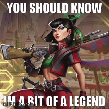 A Poster Of A Woman Holding A Gun That Says You Should Know Im A Bit Of A Legend GIF