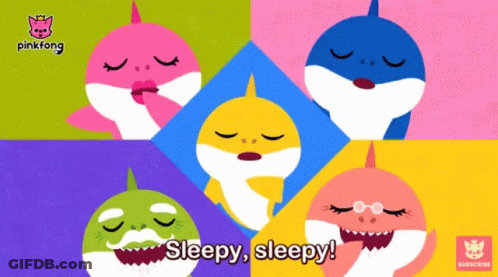A Poster Of Baby Sharks With The Words Sleepy Sleepy On It GIF