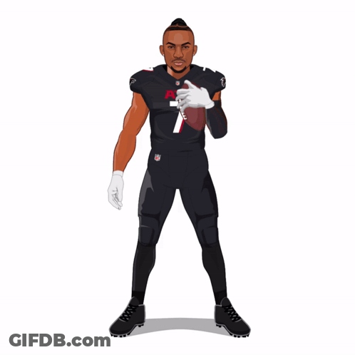 A Poster Of Bijan Atlanta Holding A Football In His Hand GIF