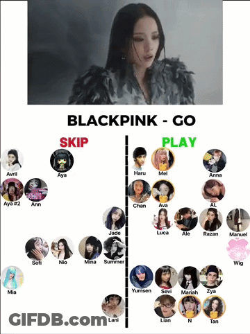 A Poster Of Blackpink Go Skip And Play With A Woman In The Background GIF
