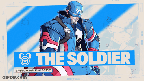 A Poster Of Captain America With The Words The Soldier GIF