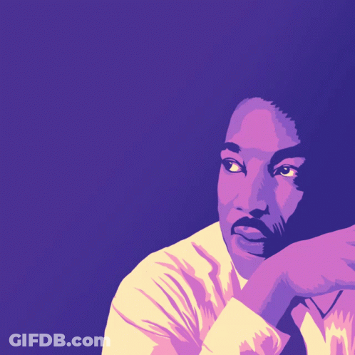 A Poster Of Martin Luther King Jr. With The Words Our Lives Begin To GIF