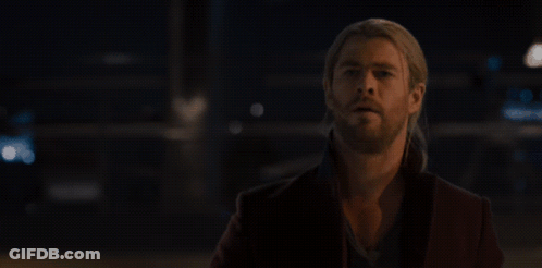 A Poster Of Thor With The Words You 'Re All Not Worthy GIF