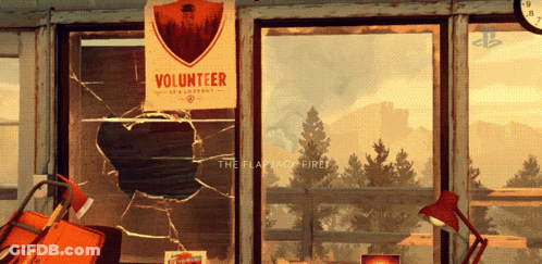 A Poster On A Window That Says Volunteer GIF
