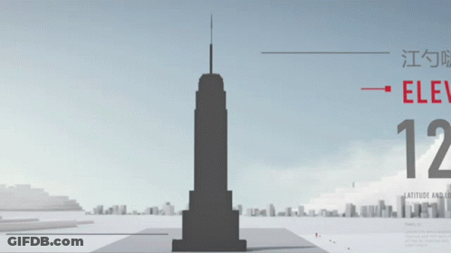 A Poster Showing The Elevation Of The Empire State Building In New York City GIF