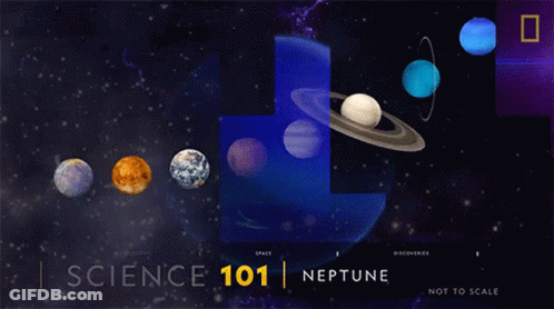 A Poster Showing The Planets Of The Solar System And The Planet Neptune GIF