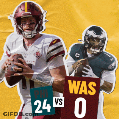 A Poster Showing Two Football Players With One Holding A Sign That Says Was 24 Vs 0 GIF