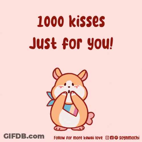 1000 Kisses Poster With Hamster Hearts GIF