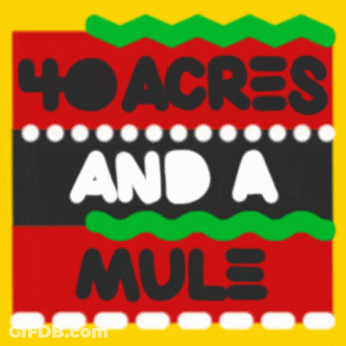 A Poster That Says 40 Acres And A Mule On It GIF