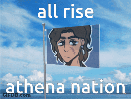 A Poster That Says All Rise Athena Nation With A Flag GIF