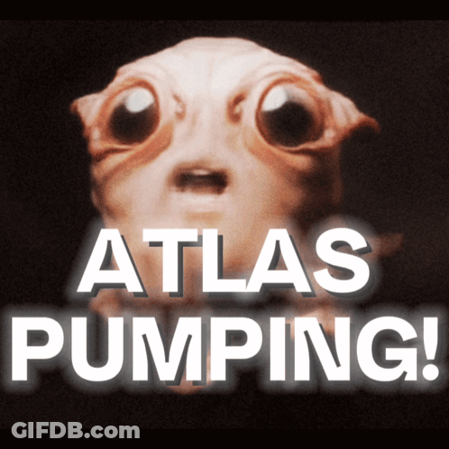 Atlas Pumping Poster In White Letters GIF