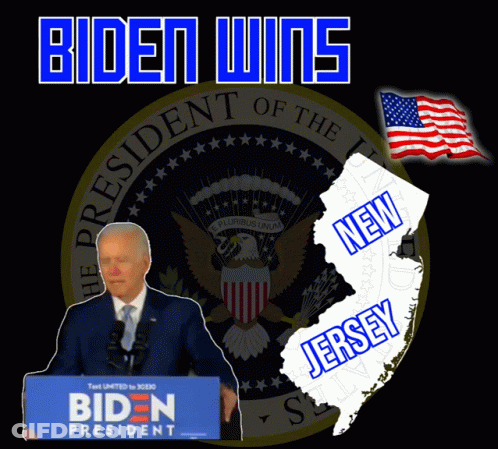 Biden Wins Poster With New Jersey Map GIF