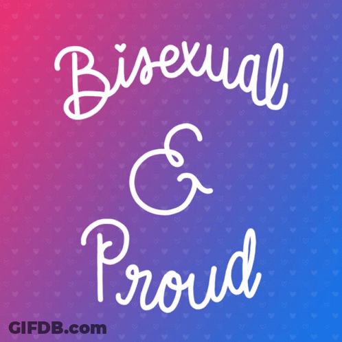 A Poster That Says Bisexual And Proud On A Purple And Pink Background GIF