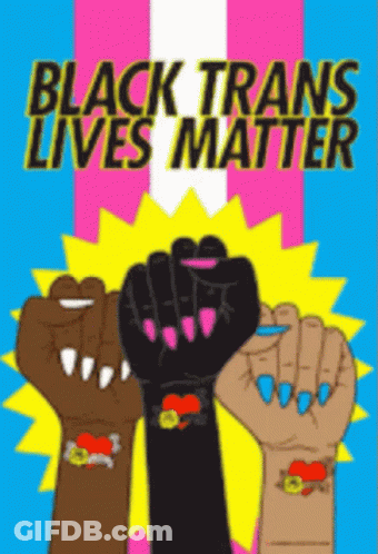 A Poster That Says Black Trans Lives Matter With A Fist GIF