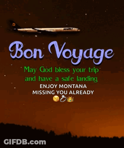 A Poster That Says Bon Voyage May God Bless Your Trip GIF