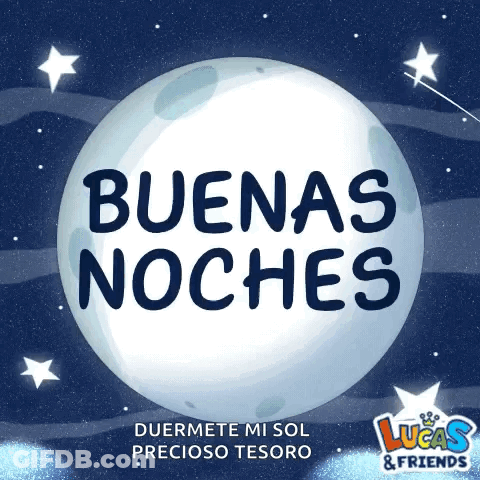 A Poster That Says Buenas Noches With A Moon And Stars GIF