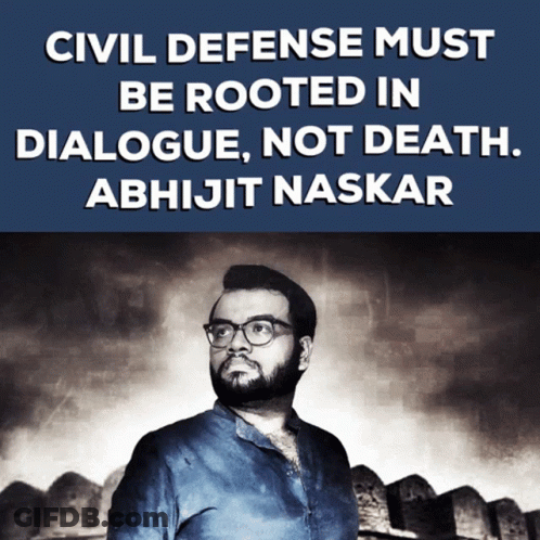 A Poster That Says Civil Defense Must Be Rooted In Dialogue GIF