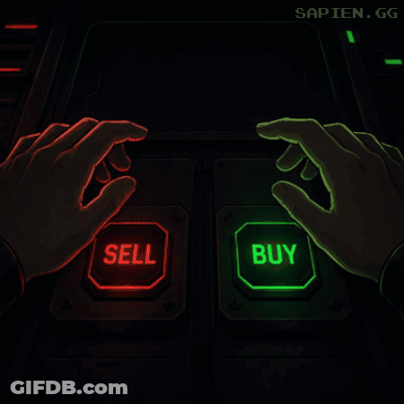 A Poster That Says Decision Made With A Skull And A Buy Button GIF