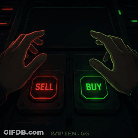 A Poster That Says Decision Made With Two Hands Holding Buttons GIF
