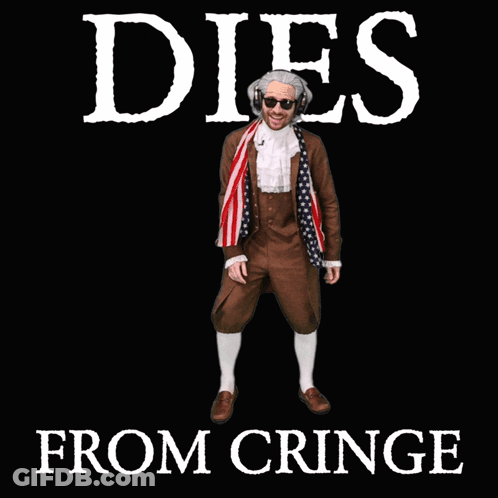 A Poster That Says Dies From Cringe With A Skeleton On It GIF