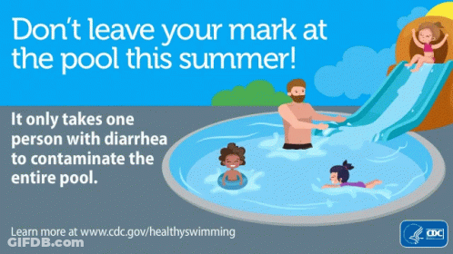 A Poster That Says ' Do N't Leave Your Mark At The Pool This Summer ' GIF