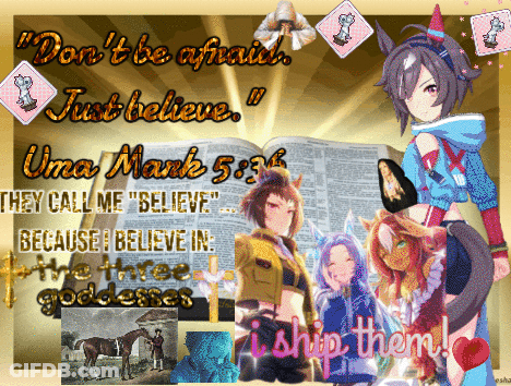 A Poster That Says " Don 'T Be Afraid Just Believe " On It GIF