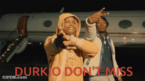 A Poster That Says Durkio Don 'T Miss In Red Letters GIF