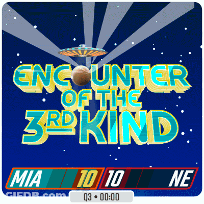 A Poster That Says Encounter Of The 3Rd Kind With A Flying Saucer In The Background GIF