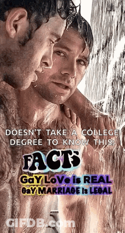 A Poster That Says Facts Gay Love Is Real And Gay Marriage Is Legal GIF