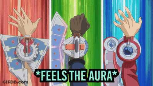 A Poster That Says Feels The Aura In Black GIF