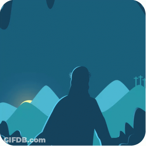 A Poster That Says Feliz Domingo De Pascua With A Silhouette Of Jesus GIF