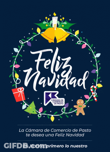 A Poster That Says Feliz Navidad In A Circle GIF