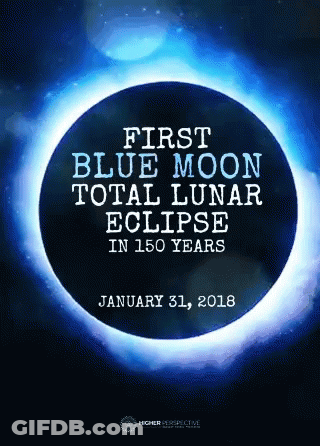 A Poster That Says First Blue Moon Total Lunar Eclipse In 150 Years GIF