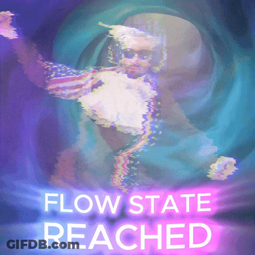 A Poster That Says Flow State Reached With A Man In A Tunnel GIF