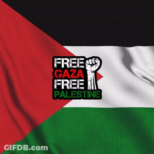 A Poster That Says Free Gaza Free Palestine On It GIF