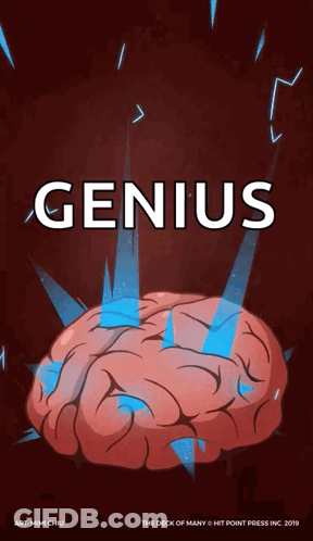A Poster That Says Genius On It With A Brain GIF