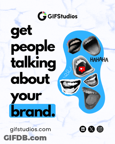 A Poster That Says Get People Talking About Your Brand By Gifstudios GIF