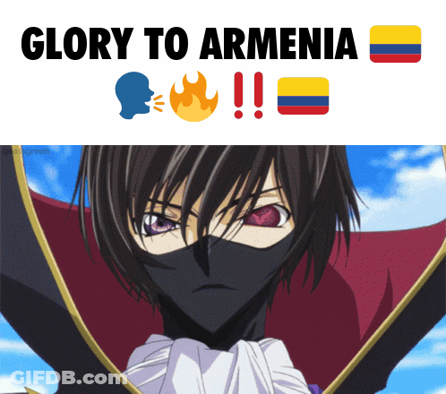 A Poster That Says Glory To Armenia With A Picture Of A Man GIF