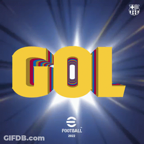 A Poster That Says Gol On It With A Blue Background GIF