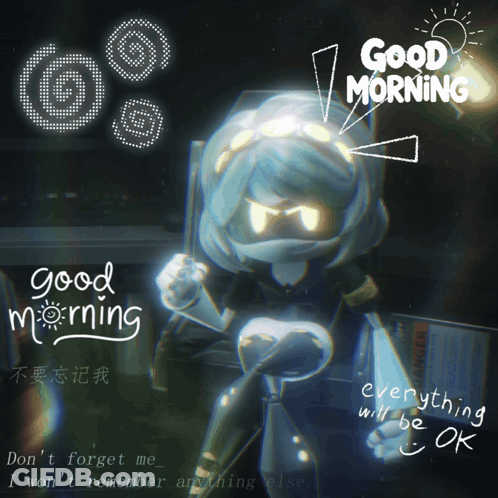 A Poster That Says Good Morning With A Robot GIF