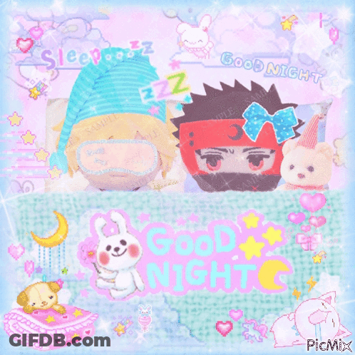 A Poster That Says Good Night On It With A Bunny GIF