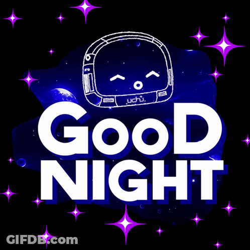 A Poster That Says Good Night With An Astronaut Sleeping GIF