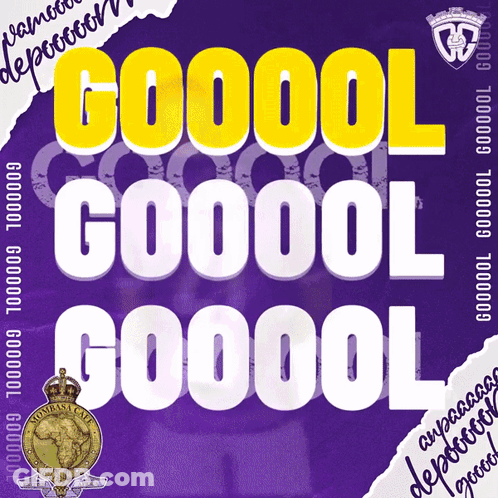 A Poster That Says Goool Goool Goool On A Purple Background GIF