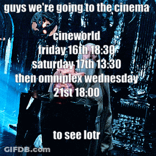 A Poster That Says " Guys We 'Re Going To The Cinema " On It GIF