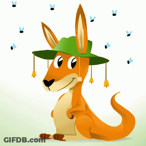 A Poster That Says Happy Australia Day In Green And Orange GIF