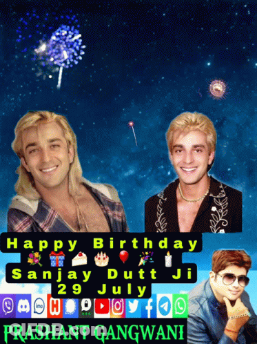 A Poster That Says Happy Birthday Sanjay Dutt Ji GIF
