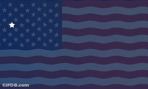 A Poster That Says Happy Columbus Day With An American Flag Behind It GIF