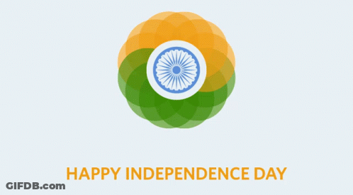 A Poster That Says Happy Independence Day With A Flower Design GIF