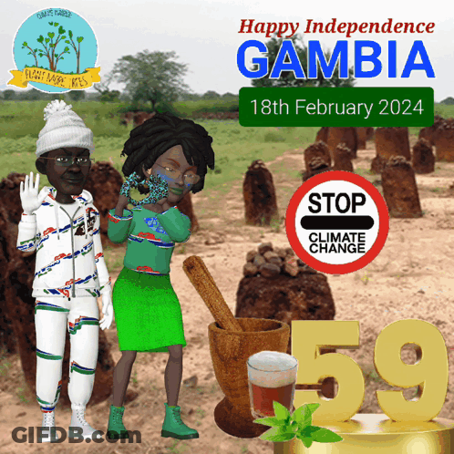 A Poster That Says Happy Independence Gambia GIF